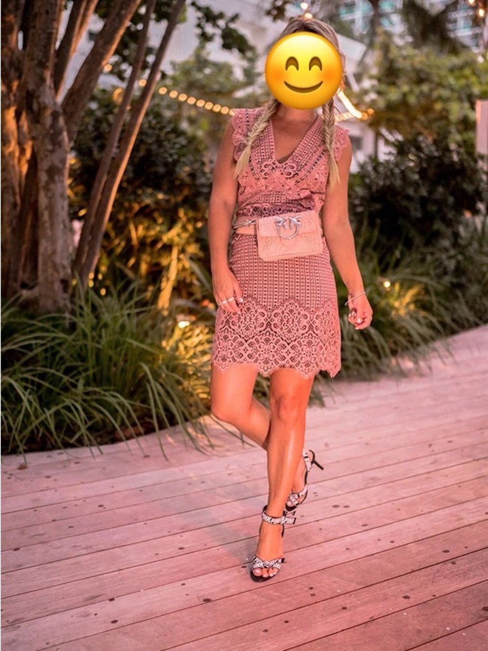 Pinko Fall 2019Collection Lace Mini Dress Dusty Blush Pink Mauve Medium Designer - Picture 5 of 8